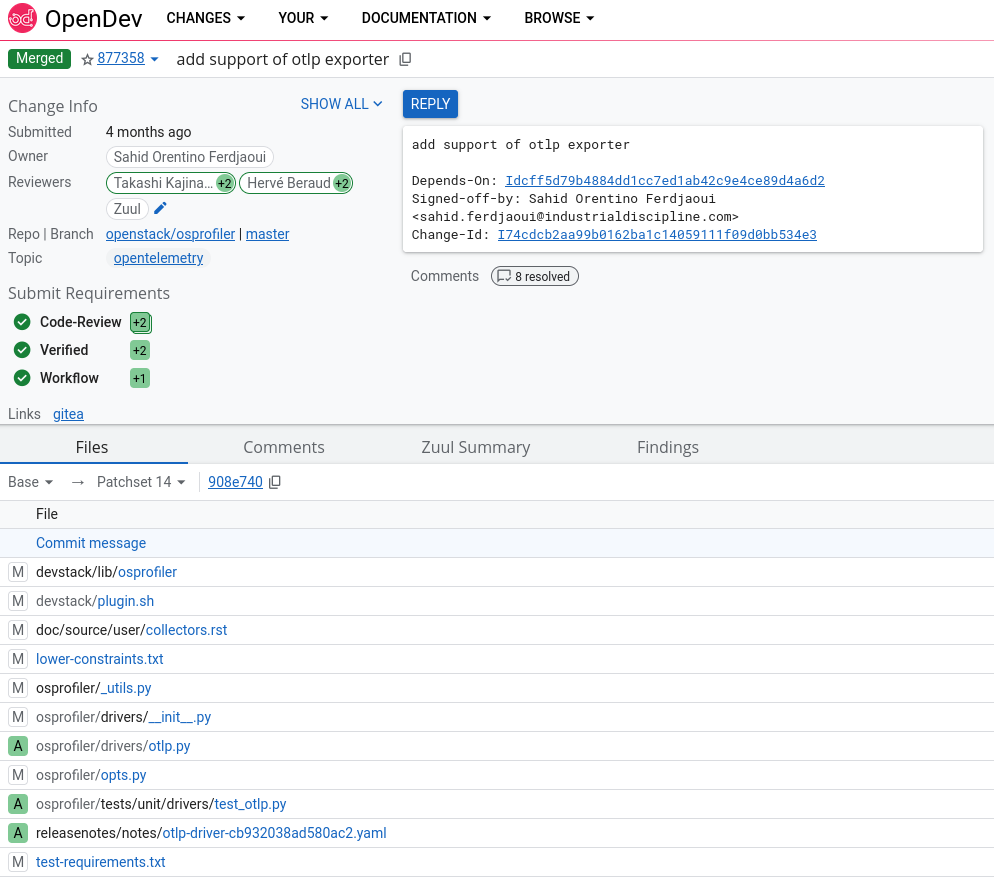 OpenStack opendev OSProfiler OTLP contribution